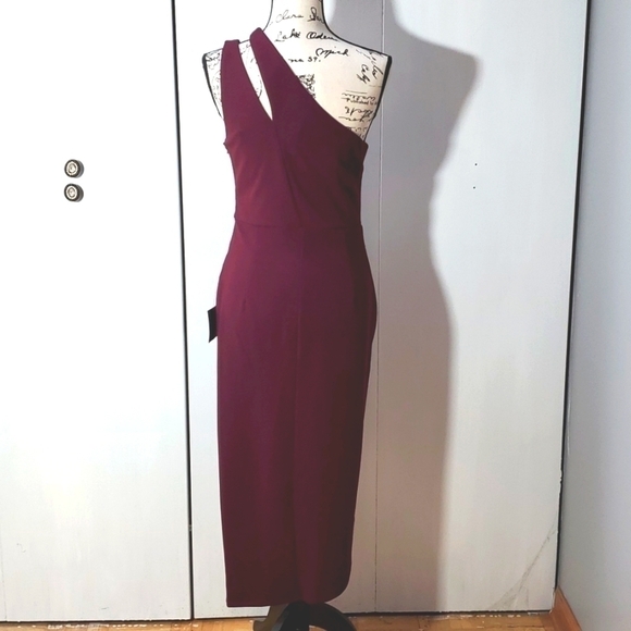 Lulu's One Shoulder Burgundy Dress Modern Contemporary Dance Party Sz.Medium - Picture 3 of 5